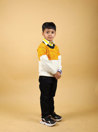 Bumble Bee Merino Wool Baby Sweater – Herbal Dyed & Cozy – Kids Daywear Sets on Brown Living™. SKU: SM23001. Img 1.