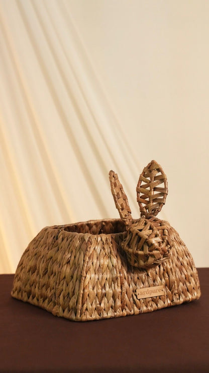 Bunny Rabbit Basket | Cute Handcrafted Basket for Décor & Storage – Baskets & Boxes on Brown Living™. SKU: 603W. Img 3.
