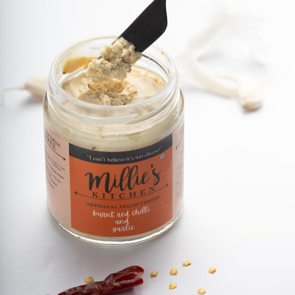 Burnt Red Chilli & Garlic - Spicy Cashew Cheese Spread – Jams & Spreads on Brown Living™. SKU: SC01RCG. Img 2.