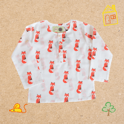 Bushy Fox - Unisex Kids Cotton Nightwear – Kids Pyjamas on Brown Living™. SKU: MITHNW-026-1. Img 6.