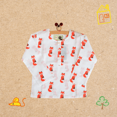 Bushy Fox - Unisex Kids Cotton Nightwear – Kids Pyjamas on Brown Living™. SKU: MITHNW-026-1. Img 3.