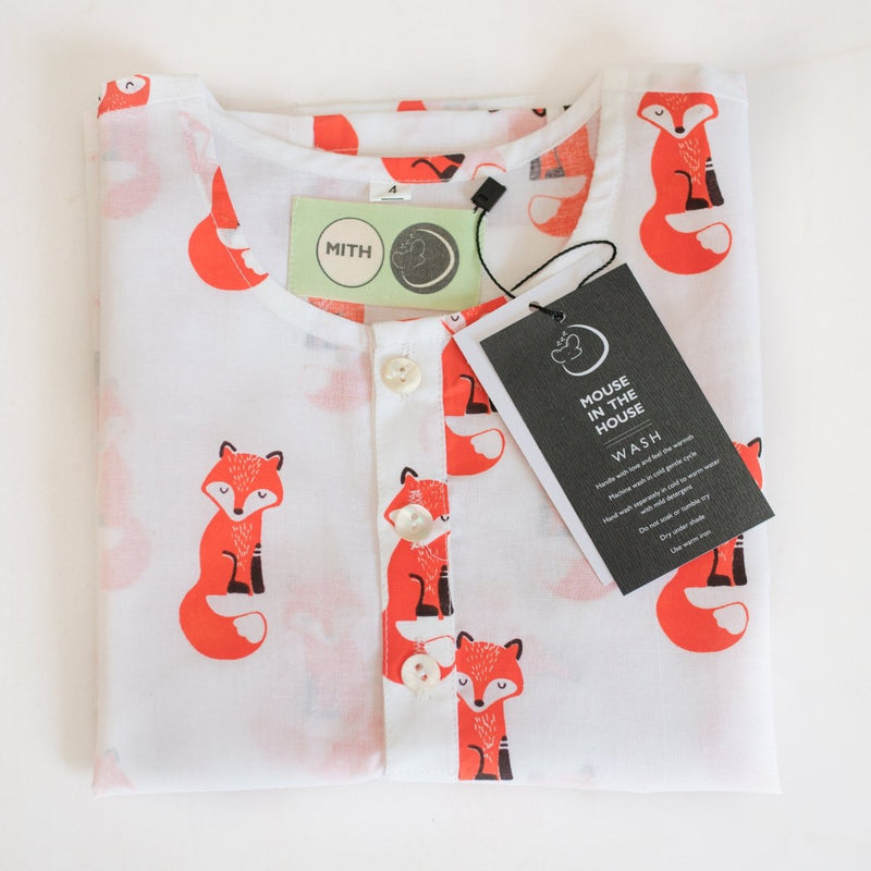 Bushy Fox - Unisex Kids Cotton Nightwear | Verified Sustainable by Brown Living™