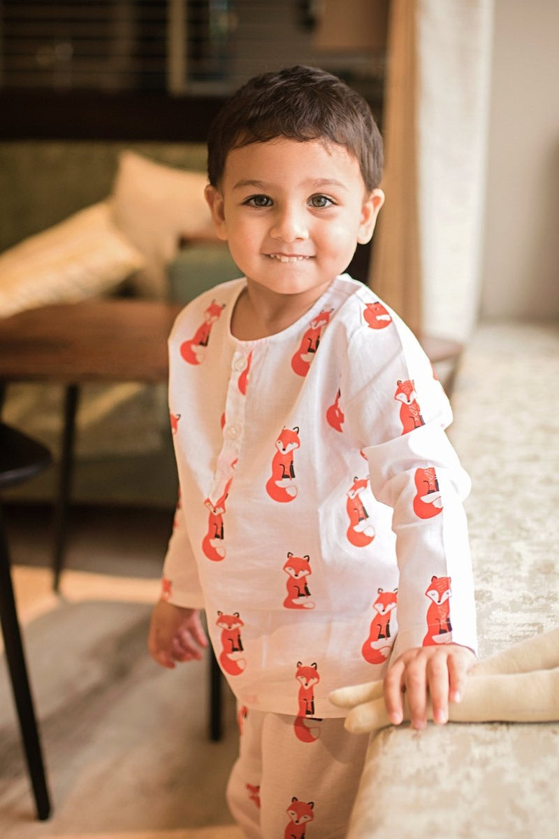 Bushy Fox - Unisex Kids Cotton Nightwear | Verified Sustainable by Brown Living™