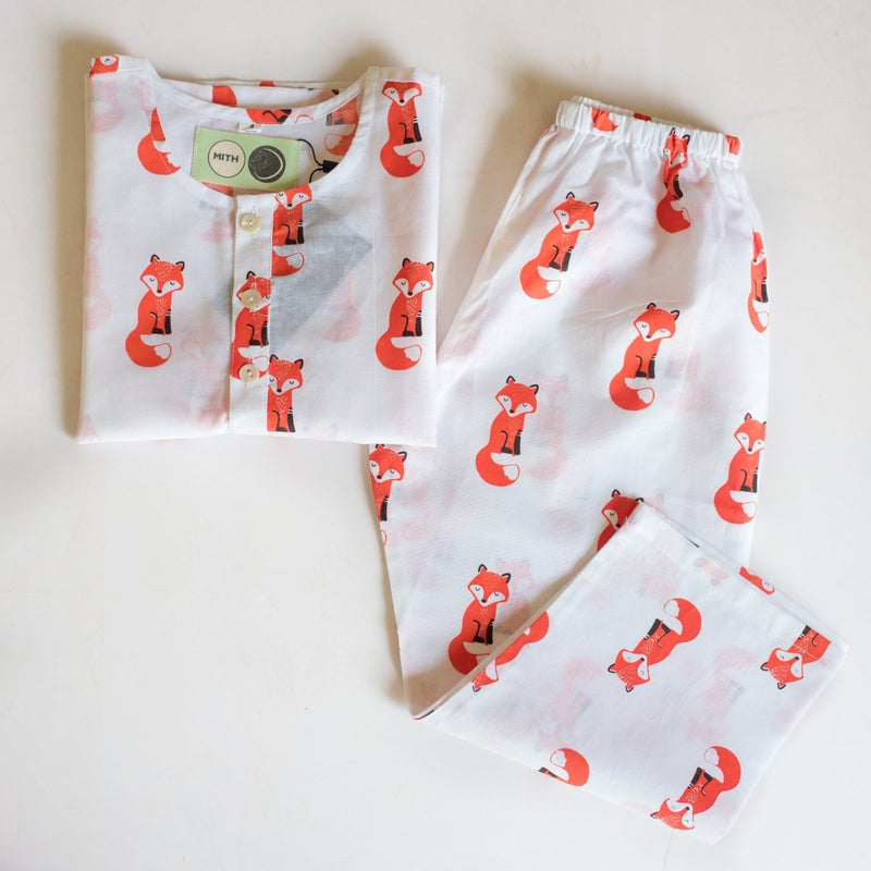 Bushy Fox - Unisex Kids Cotton Nightwear | Verified Sustainable by Brown Living™