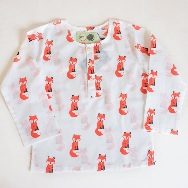 Bushy Fox - Unisex Kids Cotton Nightwear | Verified Sustainable by Brown Living™