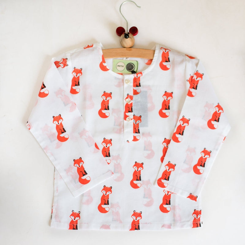 Bushy Fox - Unisex Kids Cotton Nightwear | Verified Sustainable by Brown Living™