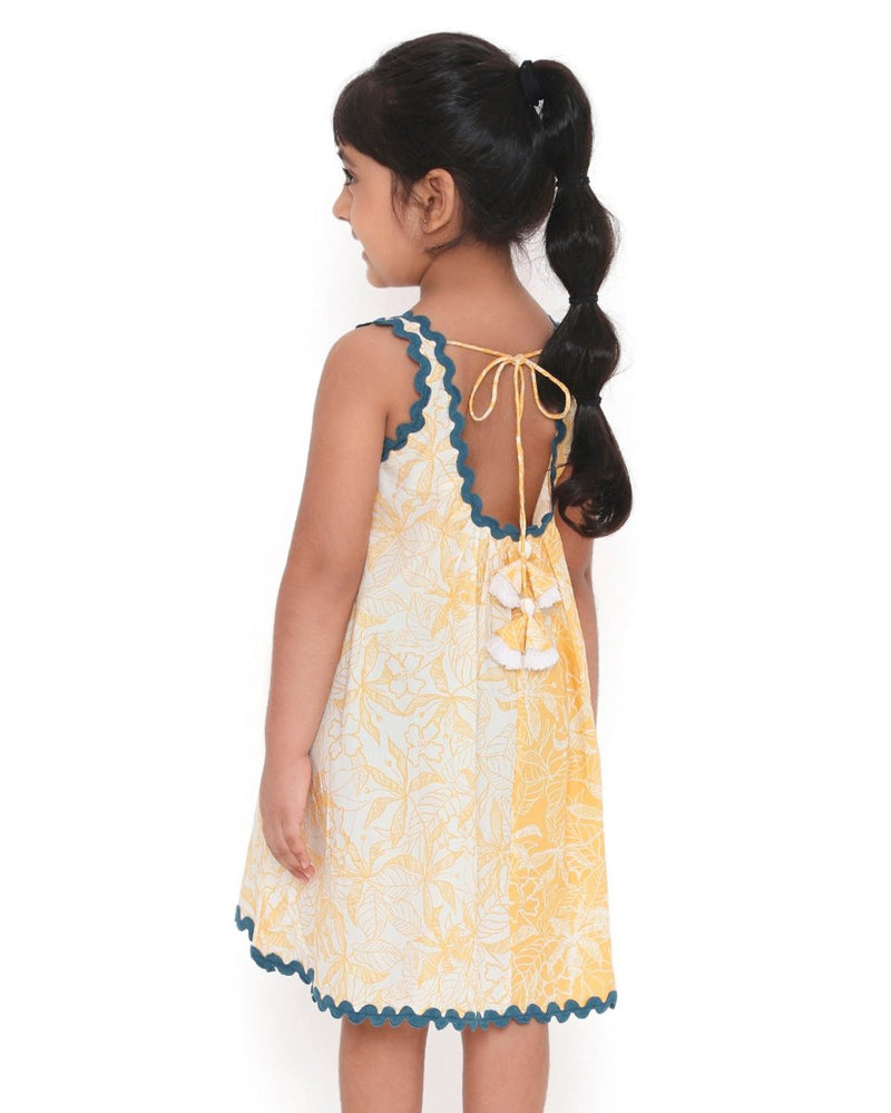 Buttercup Floral Printed Cotton Flare Dress | Verified Sustainable Kids Frocks & Dresses on Brown Living™