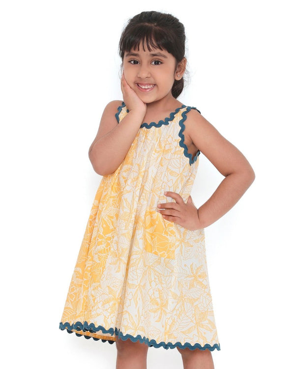 Buttercup Floral Printed Cotton Flare Dress | Verified Sustainable Kids Frocks & Dresses on Brown Living™