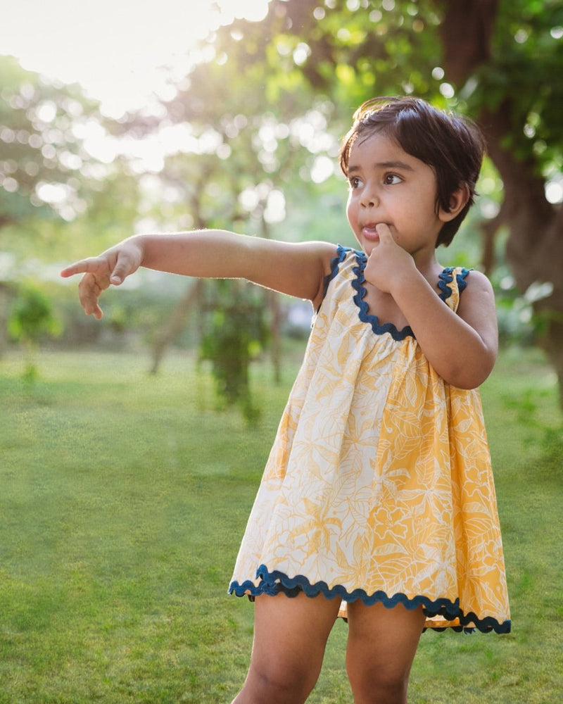 Buttercup Floral Printed Cotton Flare Dress | Verified Sustainable Kids Frocks & Dresses on Brown Living™