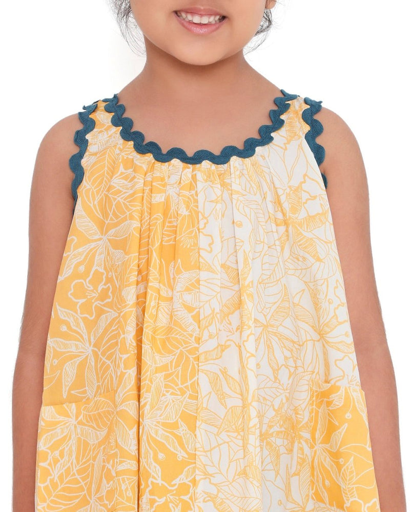 Buttercup Floral Printed Cotton Flare Dress | Verified Sustainable Kids Frocks & Dresses on Brown Living™