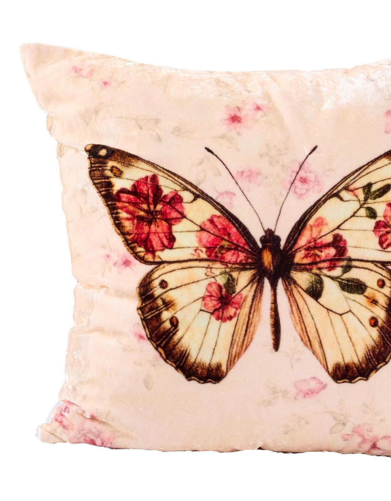 Butterfly Bloom Cotton Velvet Cushion – Pillow on Brown Living™. SKU: TEE-25724. Img 4.
