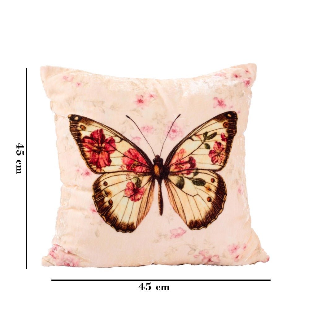 Butterfly Bloom Cotton Velvet Cushion – Pillow on Brown Living™. SKU: TEE-25724. Img 5.