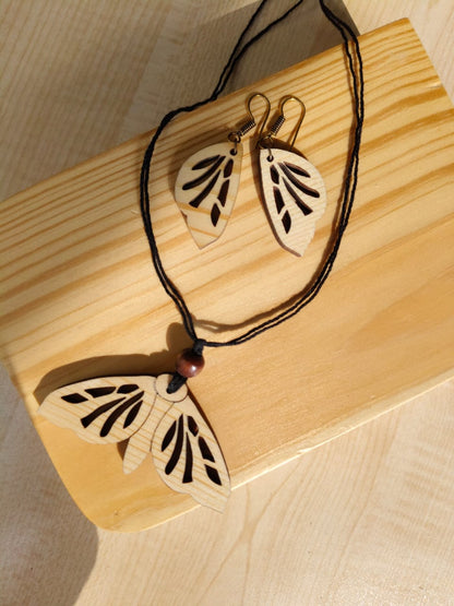 Butterfly/Moth Wooden Jewellery Set – Womens Accessories on Brown Living™. SKU: WJ03N. Img 8.