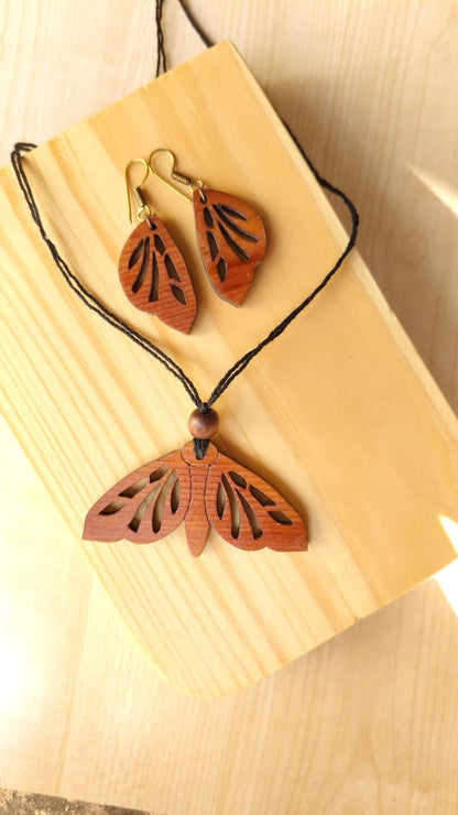 Butterfly/Moth Wooden Jewellery Set – Womens Accessories on Brown Living™. SKU: WJO4. Img 1.