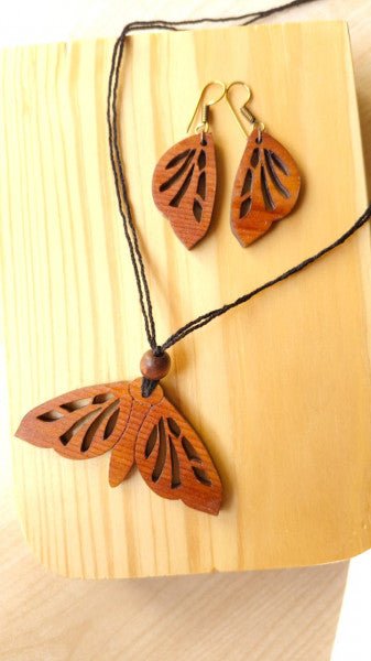Butterfly/Moth Wooden Jewellery Set – Womens Accessories on Brown Living™. SKU: WJO4. Img 6.