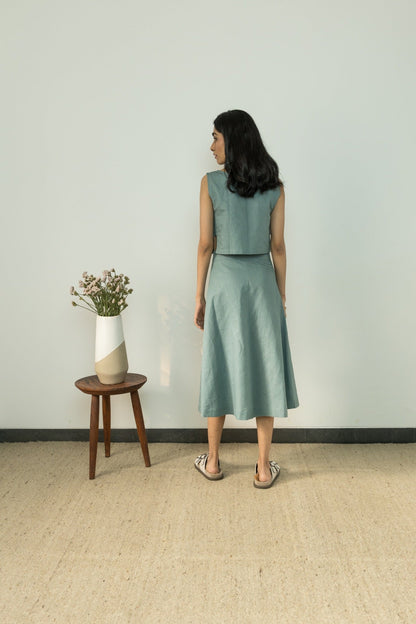 Button - Down Cotton Midi Cotton Skirt | Verified Sustainable by Brown Living™