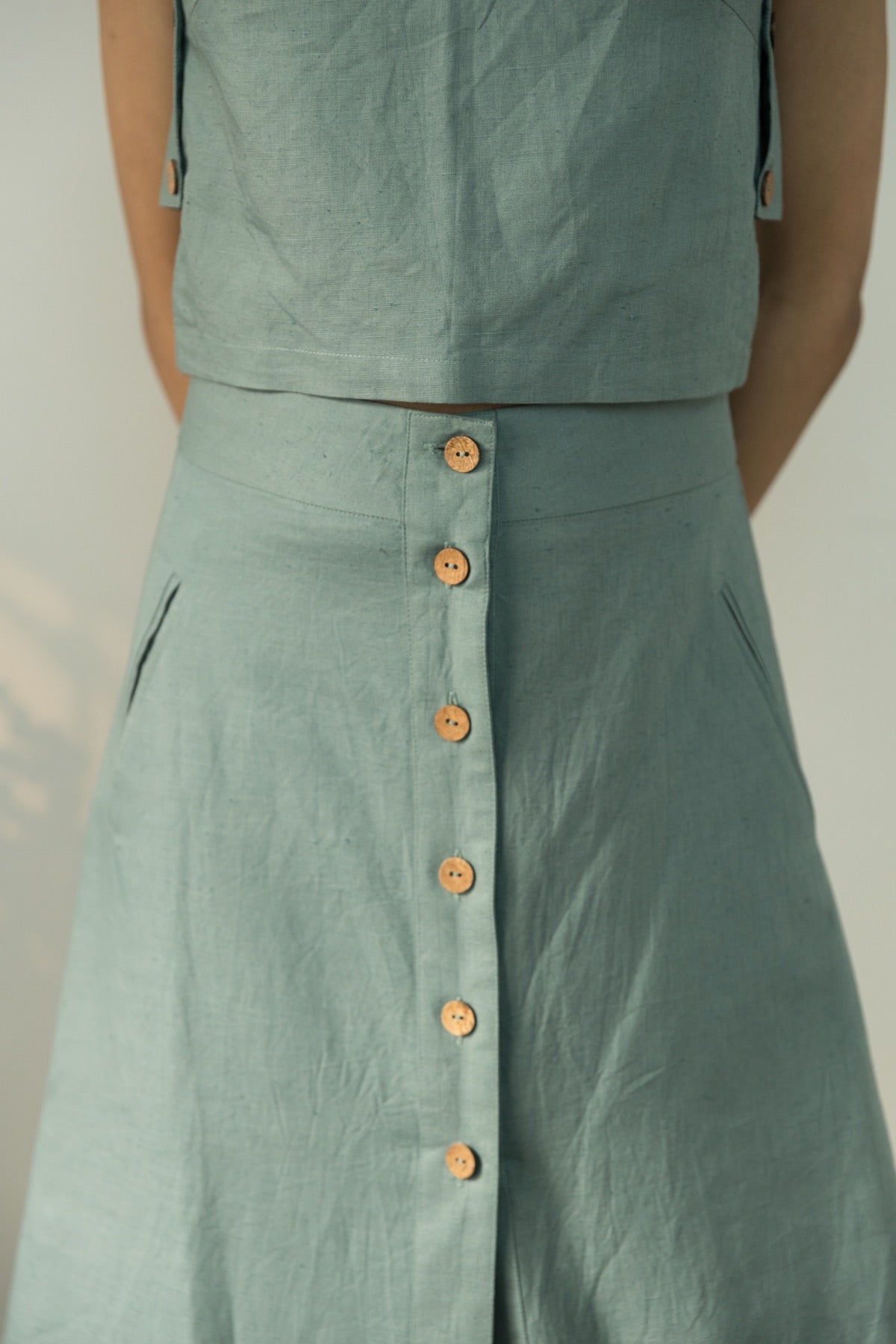 Button - Down Cotton Midi Cotton Skirt | Verified Sustainable by Brown Living™