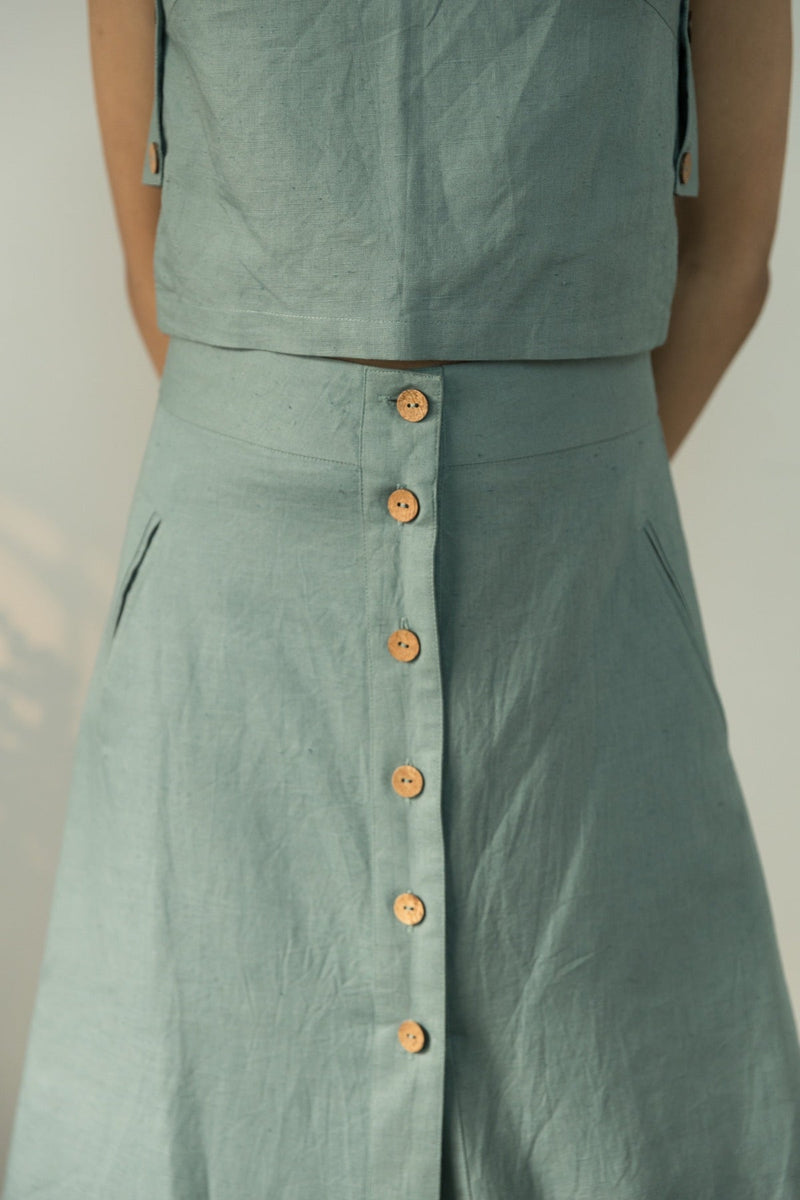 Button-Down Cotton Midi Cotton Skirt | Verified Sustainable Womens Skirt on Brown Living™