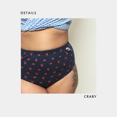 By the Shore Classic Biowashed Organic Cotton Brief - Navy Blue – Womens Underwear on Brown Living™. SKU: 001/MATER/Craby/AOP - XS. Img 5.