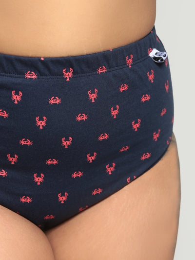 By the Shore Classic Biowashed Organic Cotton Brief - Navy Blue – Womens Underwear on Brown Living™. SKU: 001/MATER/Craby/AOP - XS. Img 6.