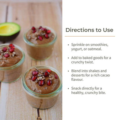 Cacao Nibs | Crunchy & Nutritious | High in Magnesium | 125g – Dried Fruits, Nuts & Seeds on Brown Living™. SKU: ECOTYL00046. Img 4.