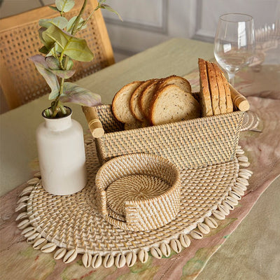 Cairo Rattan Tray – Elegant Serving & Decorative Tray – Trays & Platters on Brown Living™. SKU: CairoTrayGrey. Img 2.