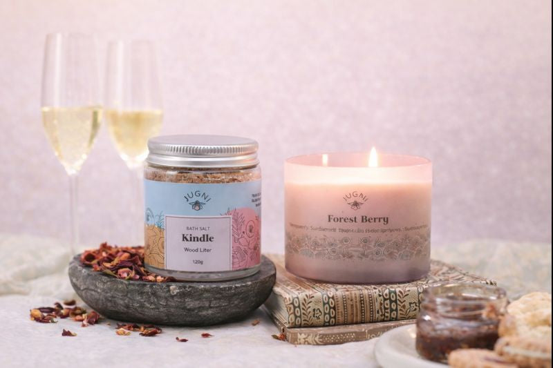 Calm Evenings Kit – Uplift & Cozy | Relaxing Self Care Set – Bath Salt on Brown Living™. SKU: CEK-UC-01. Img 1.