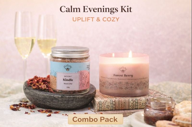 Calm Evenings Kit – Uplift & Cozy | Relaxing Self Care Set – Bath Salt on Brown Living™. SKU: CEK-UC-01. Img 4.
