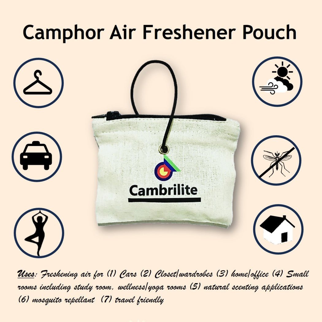 Cambrilite Camphor Hanging Pouch | Natural Air Freshener for Car – Candles & Fragrances on Brown Living™. SKU: BLCMPCARRS1. Img 4.