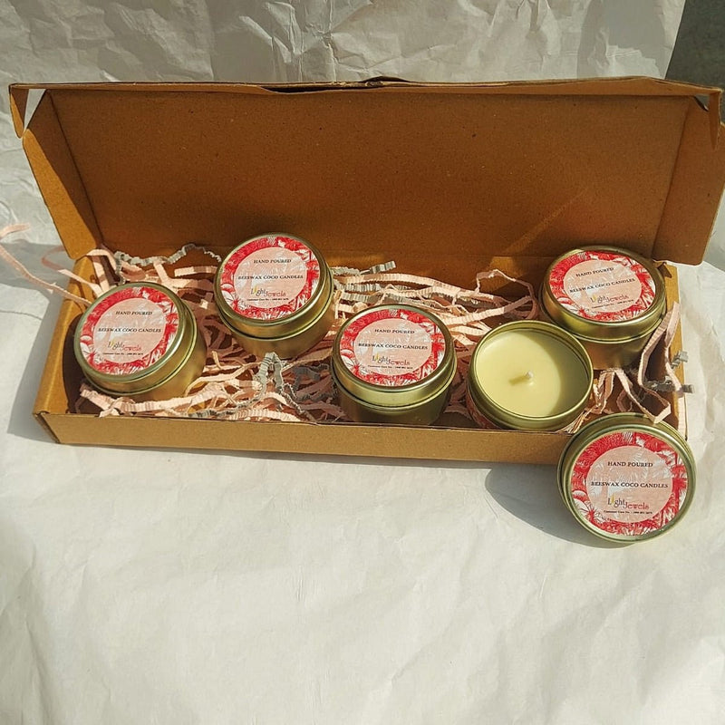 Camphor Fragrance Beeswax Tin Candles - Set of 5 | Verified Sustainable by Brown Living™