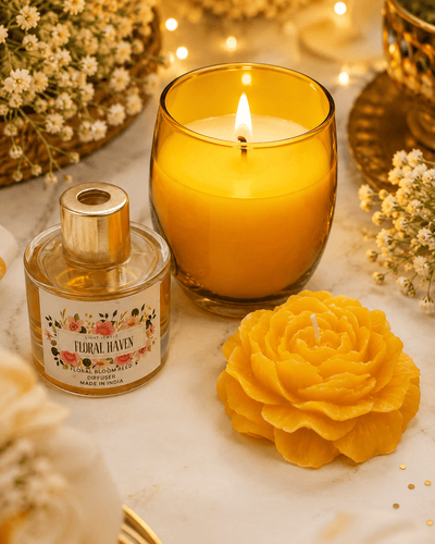 Canary Candle Set | Elegant Decorative Candles for Gifting – Candles & Fragrances on Brown Living™. SKU: SN25122. Img 1.