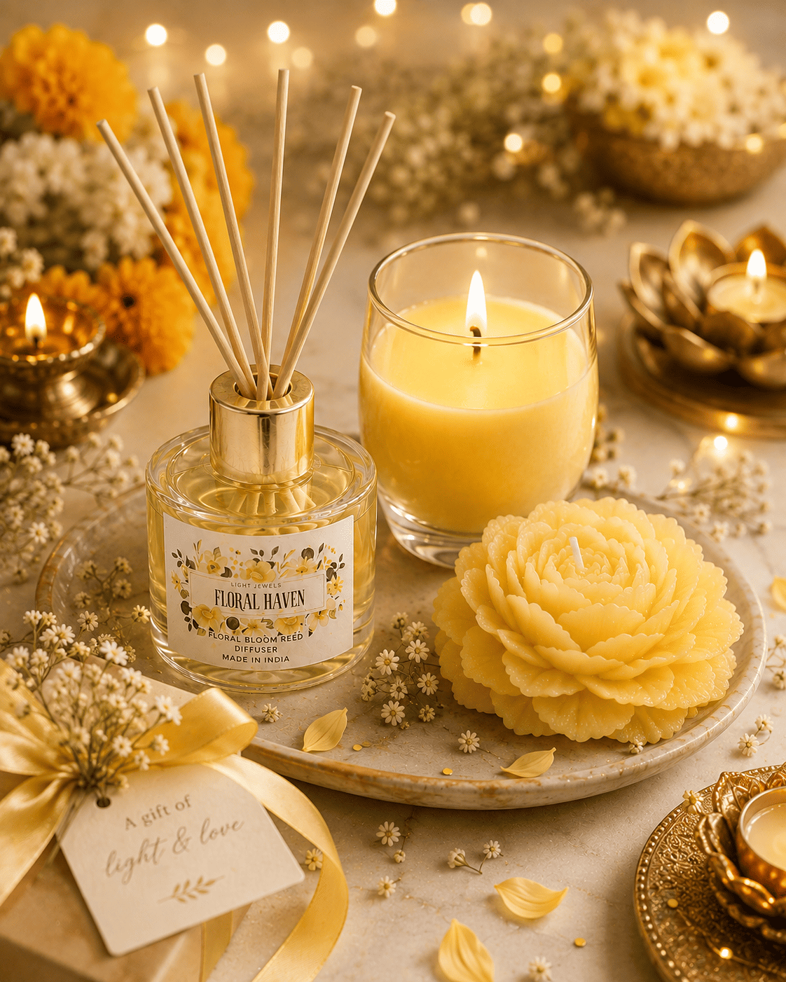 Canary Candle Set | Elegant Decorative Candles for Gifting – Candles & Fragrances on Brown Living™. SKU: SN25122. Img 5.