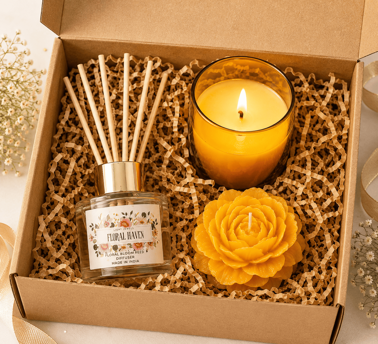 Canary Candle Set | Elegant Decorative Candles for Gifting – Candles & Fragrances on Brown Living™. SKU: SN25122. Img 3.