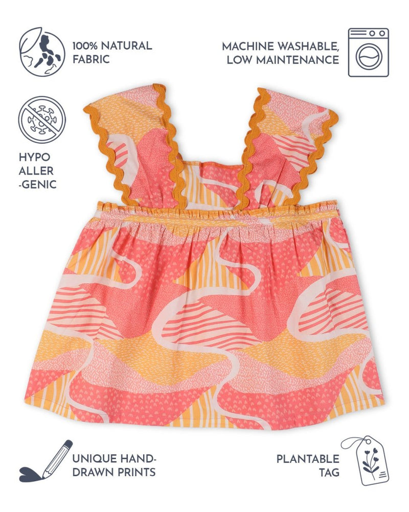 Candy Escape Printed Sleeveless Cotton Flare Top | Verified Sustainable Kids Tops on Brown Living™