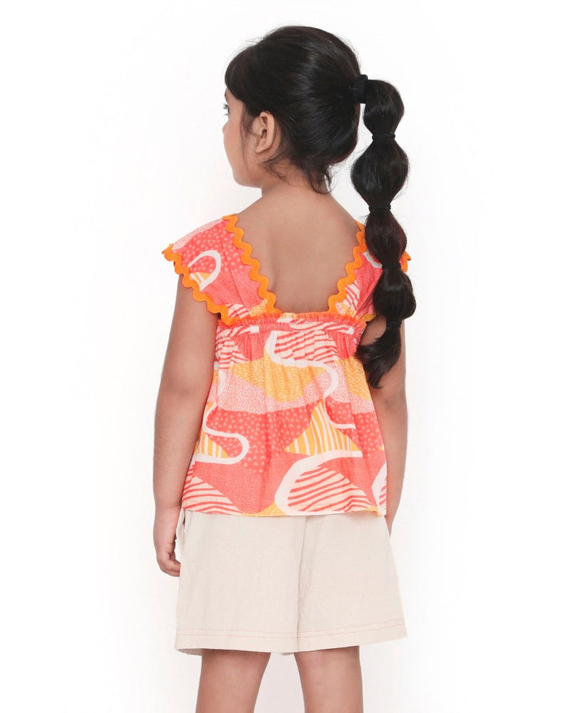 Candy Escape Printed Sleeveless Cotton Flare Top | Verified Sustainable Kids Tops on Brown Living™