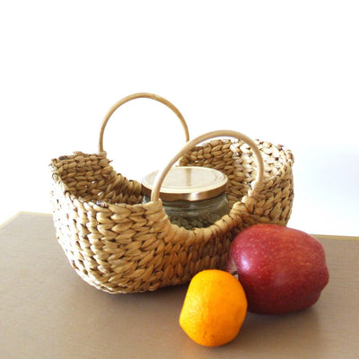 Cane Handle Water Hyacinth Basket – Baskets & Boxes on Brown Living™. SKU: SC0114. Img 4.