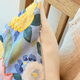 Cannes Blue Floral Cushion Cover 18 Inch Cotton Decorative Cover – Covers & Inserts on Brown Living™. SKU: TLD-BL-20. Img 5.