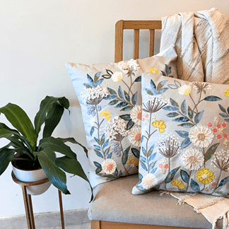 Cannes Mustard Floral Cushion Cover 18 Inch Cotton Decorative Cover – Covers & Inserts on Brown Living™. SKU: TLD-BL-19. Img 4.
