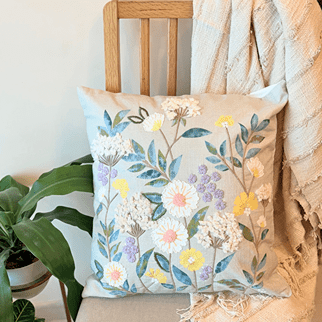 Cannes Mustard Floral Cushion Cover 18 Inch Cotton Decorative Cover – Covers & Inserts on Brown Living™. SKU: TLD-BL-19. Img 1.