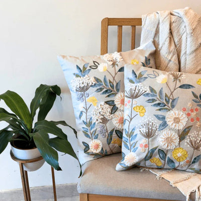 Cannes Mustard Floral Cushion Cover 18 Inch Cotton Decorative Cover – Covers & Inserts on Brown Living™. SKU: TLD-BL-19. Img 3.