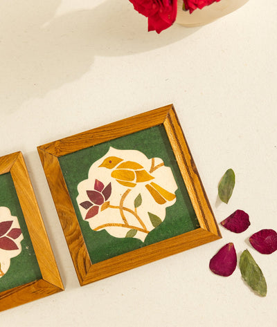 Canopy Song Coasters Set Of 2 | Diwali Festive Table Decor – Coasters on Brown Living™. SKU: Gul_Diwali_26_020. Img 2.