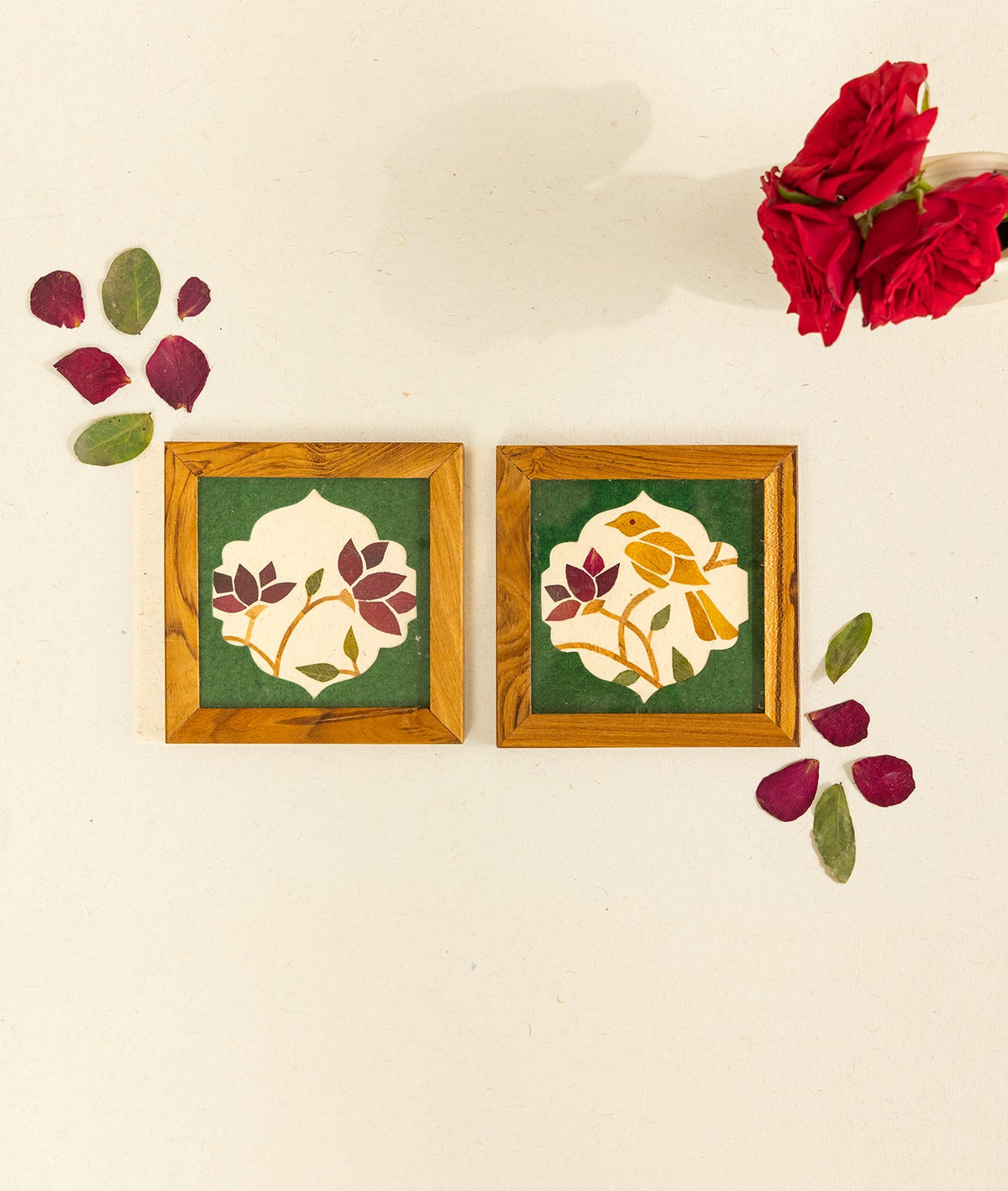 Canopy Song Coasters Set Of 2 | Diwali Festive Table Decor – Coasters on Brown Living™. SKU: Gul_Diwali_26_020. Img 1.