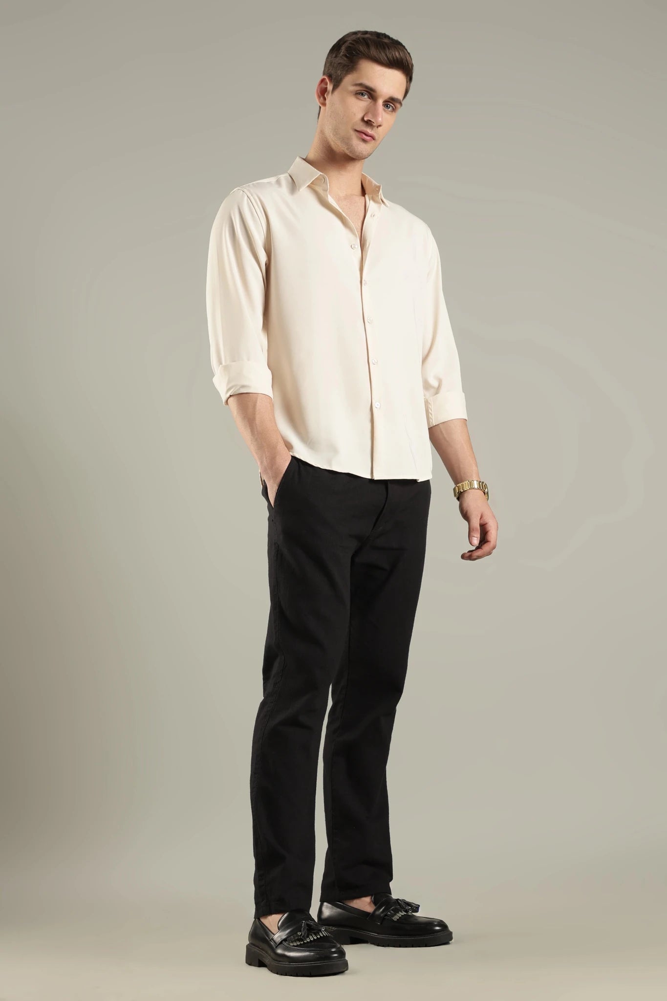 Carbon Black Natural Linen Trousers For Men – Mens Pants on Brown Living™. SKU: HP-BK-TR-30. Img 1.