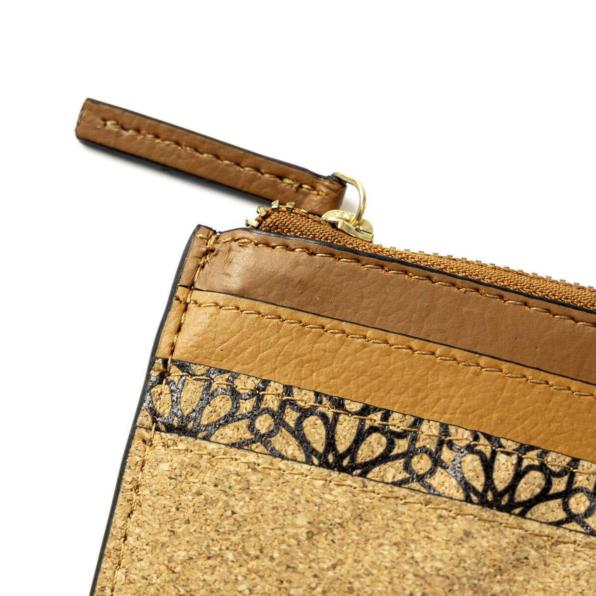 Card Holder with Zip & Multiple Slots – Vegan Leather & Cork – Travel Accessories on Brown Living™. SKU: CPCHGH001. Img 3.