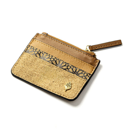 Card Holder with Zip & Multiple Slots – Vegan Leather & Cork – Travel Accessories on Brown Living™. SKU: CPCHGH001. Img 5.