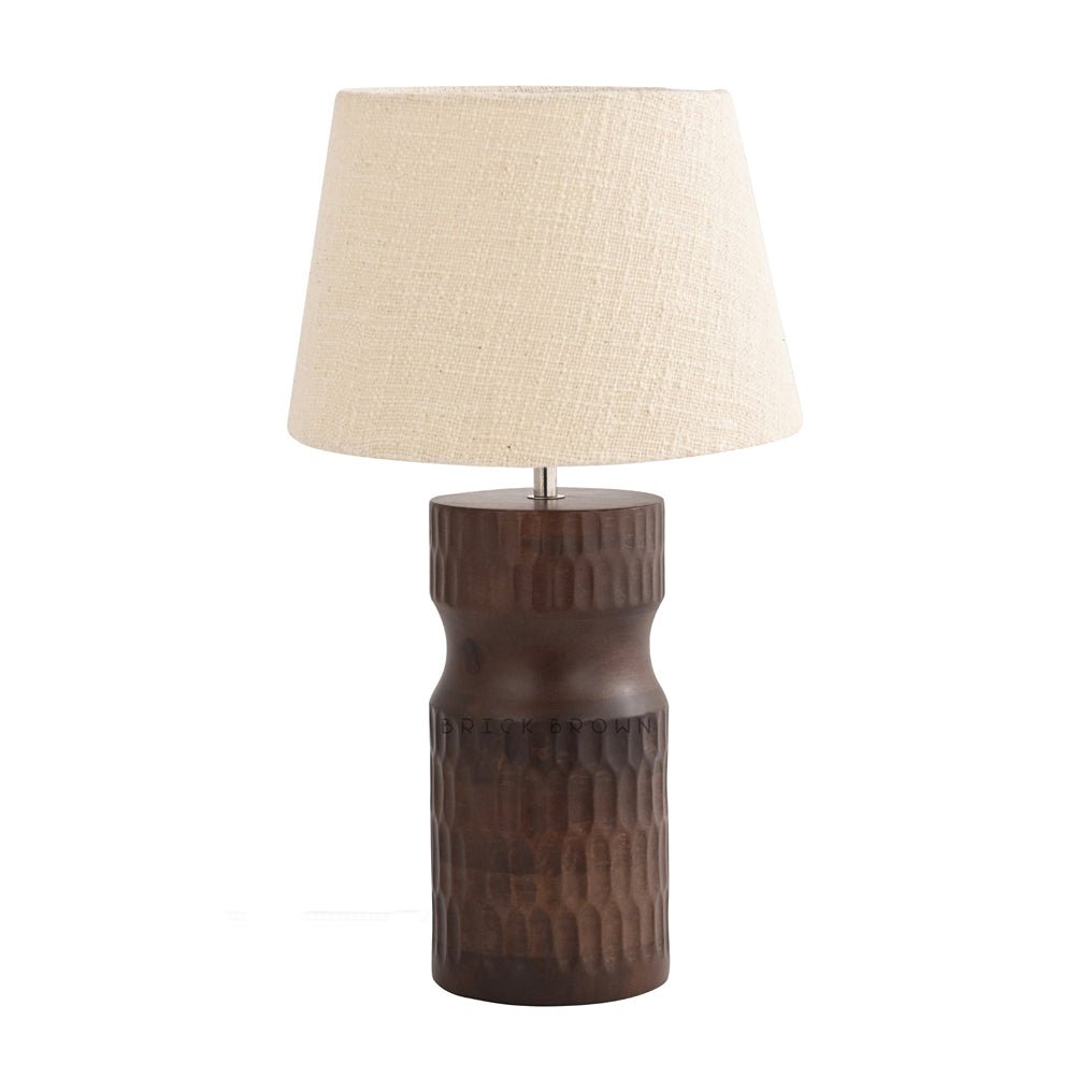 Carved Crust Night Lamp | Handcrafted Mango Wood Table Lamp | Verified Sustainable by Brown Living™