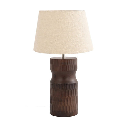 Carved Crust Night Lamp | Handcrafted Mango Wood Table Lamp | Verified Sustainable by Brown Living™