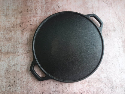 Cast Iron Double Handle Dosa Tawa | Heavy Duty Traditional Cookware – Cookware on Brown Living™. SKU: 38667693769. Img 2.
