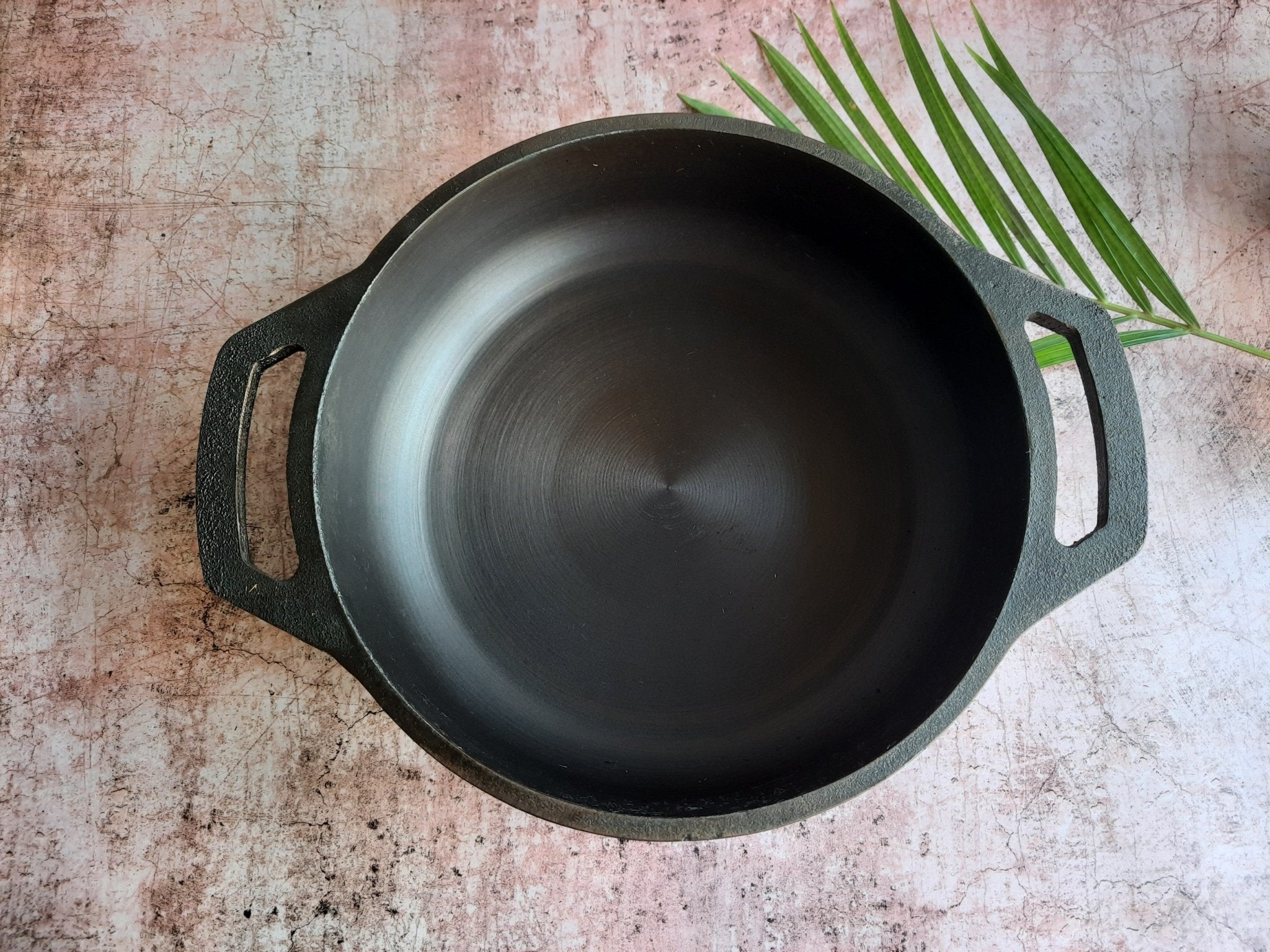 Cast Iron Smooth Flat Kadai | Traditional Cast Iron Cookware – Kitchen Tools on Brown Living™. SKU: CISFK9. Img 3.