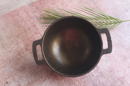 Cast Iron Smooth Kadai | Durable Non - Stick Indian Cooking Pan – Kitchen Tools on Brown Living™. SKU: CISK8. Img 1.